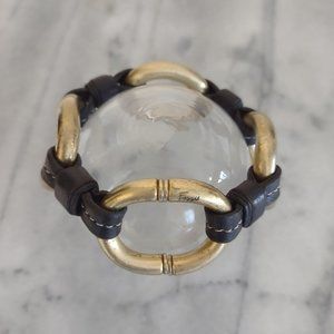 Kenneth Cole Bracelet, Gold Link and Brown Leather